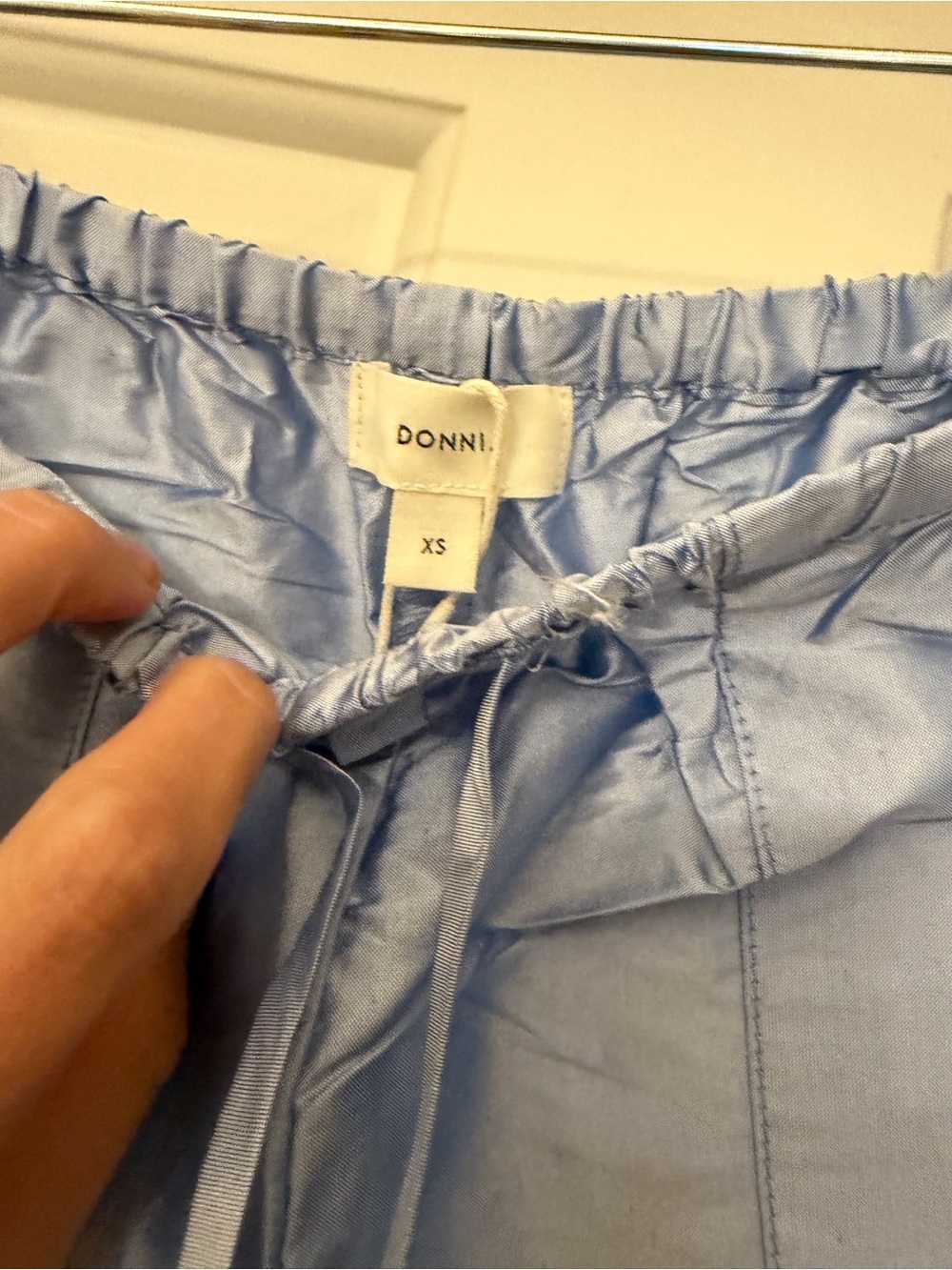 DONNI The Silk Taffeta Cargo Pant IN CLOUD blue xs NWT - Picture 7 of 10